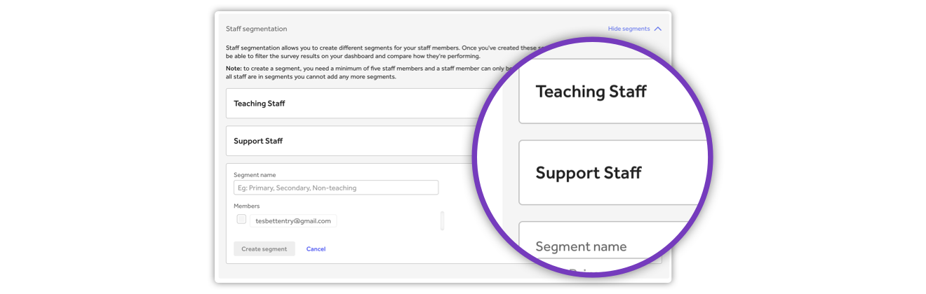 Product shot of segmentation feature